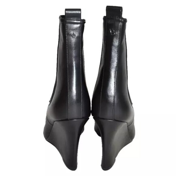 $550 VERONICA BEARD Pointed Toe Wedge Iluska Bootie BLACK LEATHER 8 (MF11) - Picture 5 of 7